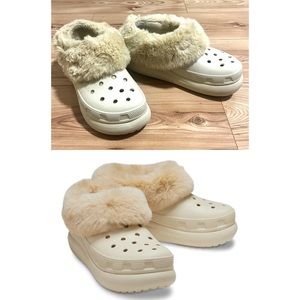 CROCS platform shoes with fur (grandeur/size 8)